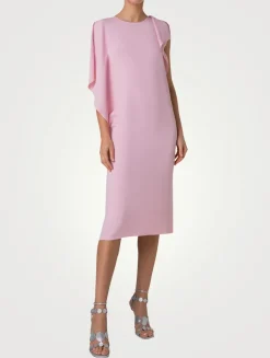 Asymmetric Draped Midi Dress