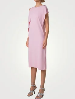 Asymmetric Draped Midi Dress