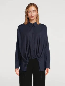 Asymmetric Drawstring Shirt