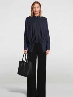 Asymmetric Drawstring Shirt