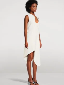 Asymmetric Knit Midi Dress