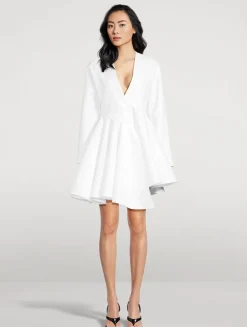 Asymmetric Poplin Mini Dress