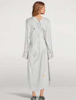 Asymmetric Shirt Dress In Stripe Print