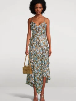 Avenel Silk Midi Dress In Floral Print