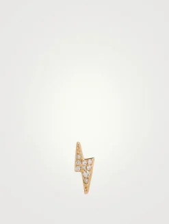 Aztec 14K Gold Lightning Bolt Stud Earring With Diamonds