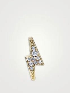 Aztec 14K Gold Lightning Bolt Left Stud Earring With Diamonds