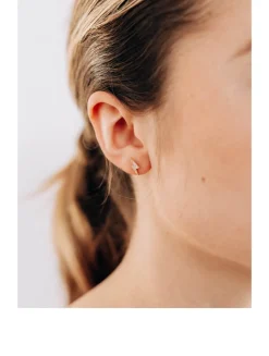 Aztec 14K Gold Lightning Bolt Left Stud Earring With Diamonds