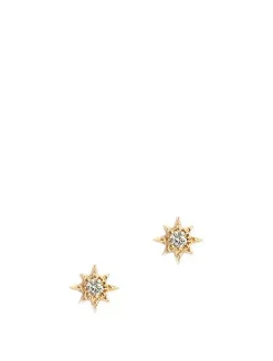 Aztec 14K Gold North Star Stud Earrings With Diamonds