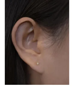 Aztec 14K Gold North Star Stud Earrings With Diamonds