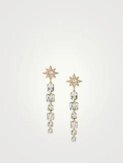 Aztec 14K Gold Starburst Astrid Earrings With White Topaz And Diamonds