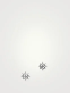 Aztec Silver North Star Stud Earrings With White Sapphire