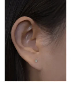 Aztec Silver North Star Stud Earrings With White Sapphire