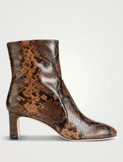 Babette Snakeskin-Embossed Leather Ankle Boots