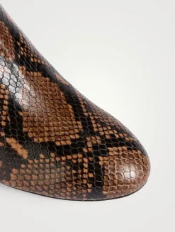 Babette Snakeskin-Embossed Leather Ankle Boots