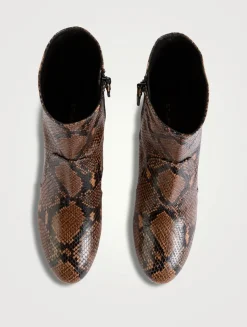 Babette Snakeskin-Embossed Leather Ankle Boots