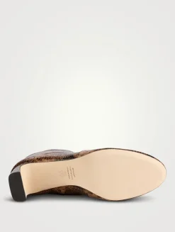 Babette Snakeskin-Embossed Leather Ankle Boots