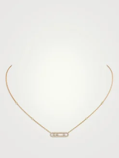 Baby Move 18K White Gold Pavé Necklace With Diamonds