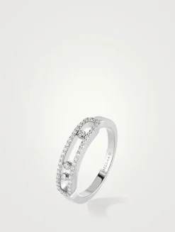 Baby Move 18K White Gold Pavé Ring With Diamonds
