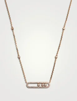 Baby Move 18K White Gold Pavé Necklace With Diamonds