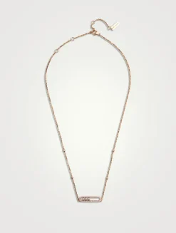 Baby Move 18K White Gold Pavé Necklace With Diamonds