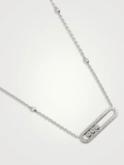 Baby Move 18K White Gold Pavé Necklace With Diamonds