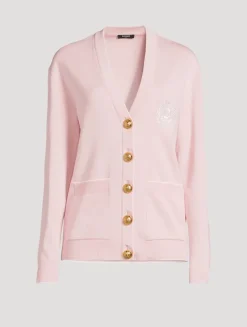 Balmain Emblème-Embroidered Cardigan