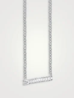 Bar 18K White Gold Necklace With Diamonds