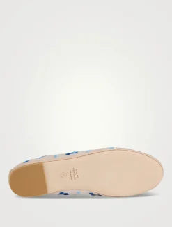 Bareitall Floral-Embroidered Mesh Ballet Flats