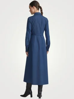 Baroque Embroidered Poplin Shirt Dress