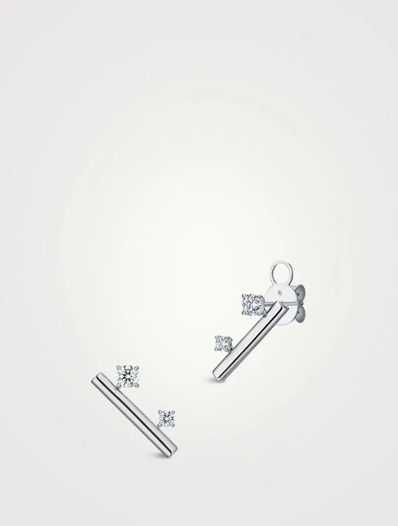 Barre 18K White Gold Floating Diamond Climber Earrings