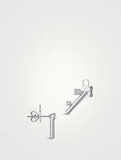 Barre 18K White Gold Floating Diamond Climber Earrings