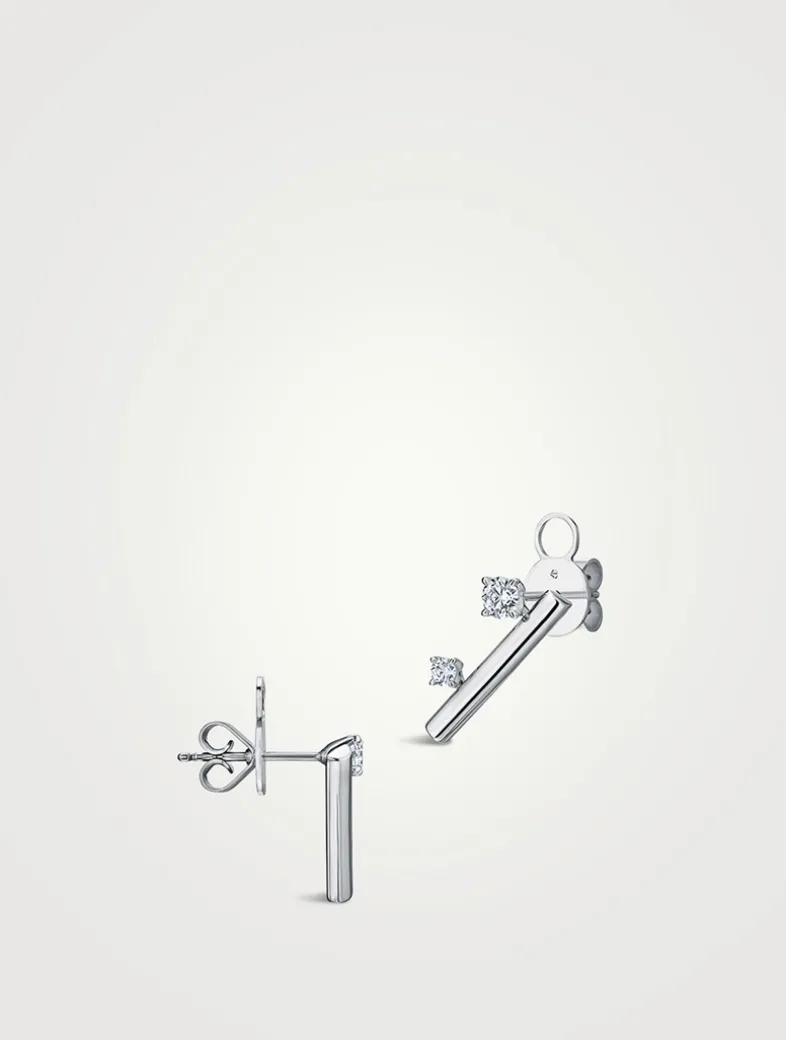 Barre 18K White Gold Floating Diamond Climber Earrings