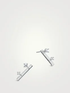 Barre 18K White Gold Floating Diamond Climber Earrings