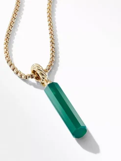 Barrel Amulet With Green Onyx And 18k Yellow Gold