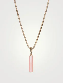 Barrel Amulet With Pink Opal And 18k Yellow Gold