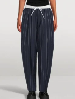 Barrel-Leg Trousers In Pinstripe Print
