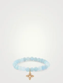 Beaded Bracelet With 14K Gold Diamond And Pearl Paisley Evil Eye Charm