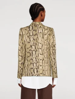 Beau Double-Breasted Blazer In Snakeskin Print