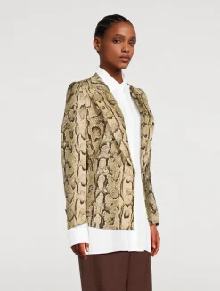 Beau Double-Breasted Blazer In Snakeskin Print