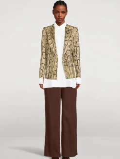 Beau Double-Breasted Blazer In Snakeskin Print