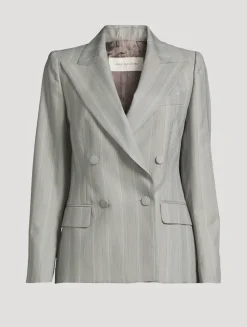 Beaura Double-Breasted Blazer In Stripe Print