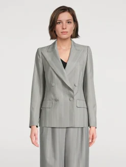 Beaura Double-Breasted Blazer In Stripe Print