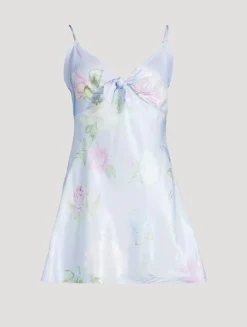 Beliona Satin Mini Dress In Floral Print