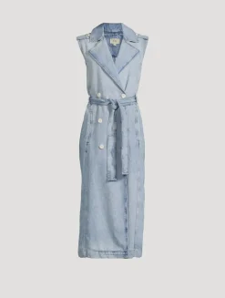 Belted Denim Trench Vest