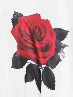 Belted Habotai Shirt Dress In Rose Print