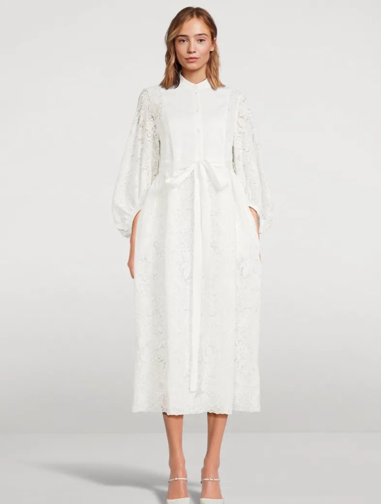 Belted Lace Shirt Dress