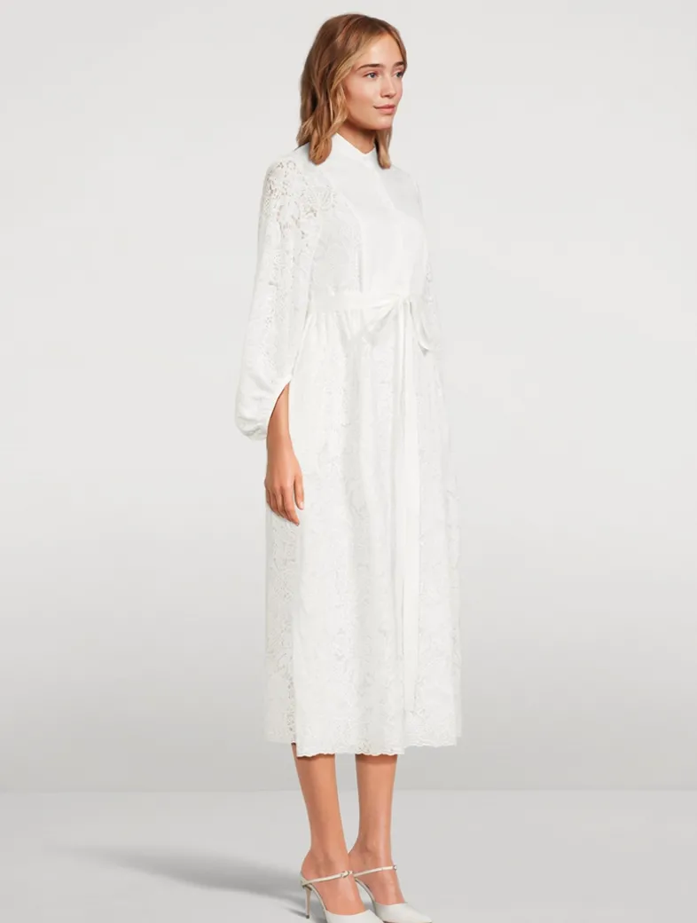 Belted Lace Shirt Dress