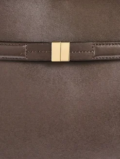 Belted Leather Bucket Bag