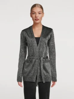 Belted Lurex Cardigan