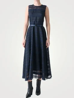 Belted Organza Midi Dress
